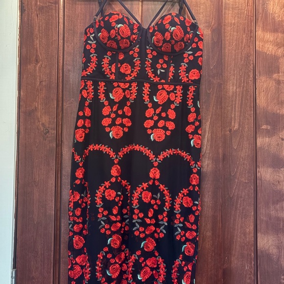 Nasty Gal Dresses & Skirts - Nasty Gal Black and Red Strappy Embroidered Dress